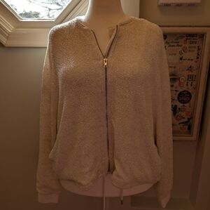 White Birch white and gold metallic bomber jacket